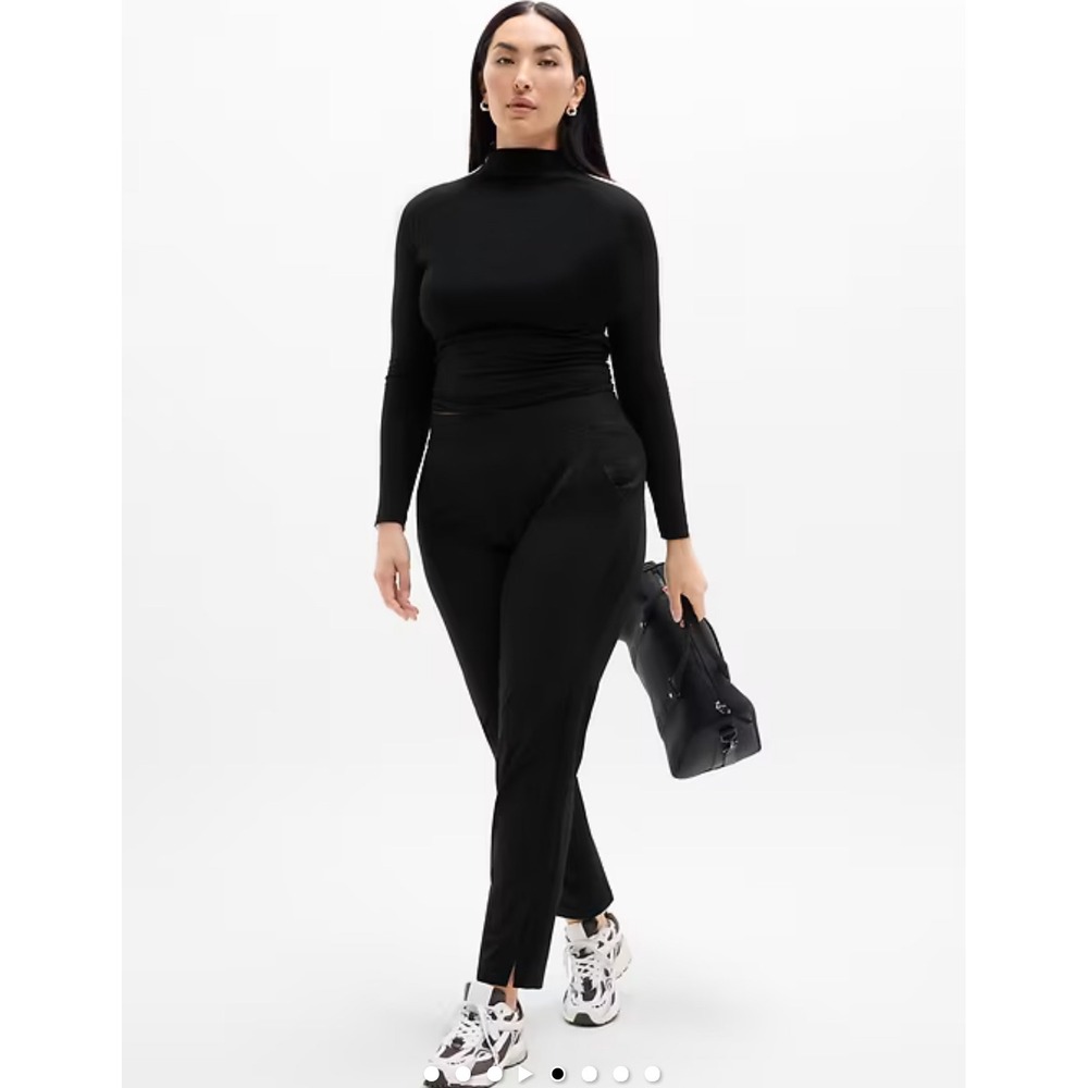 Athleta Brooklyn Ankle Pant Black Straight Leg Side Stripe Women's Plus Size‎ 22
